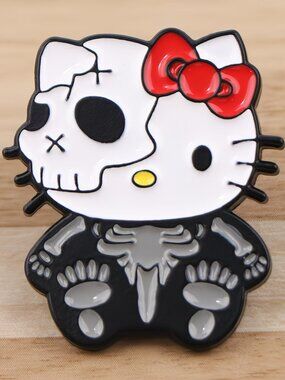 HELLO KITTY “Cute Lil’ Goth Skeleton” Enamel Lapel Pin Brooch (NEW & SO CUTE!)